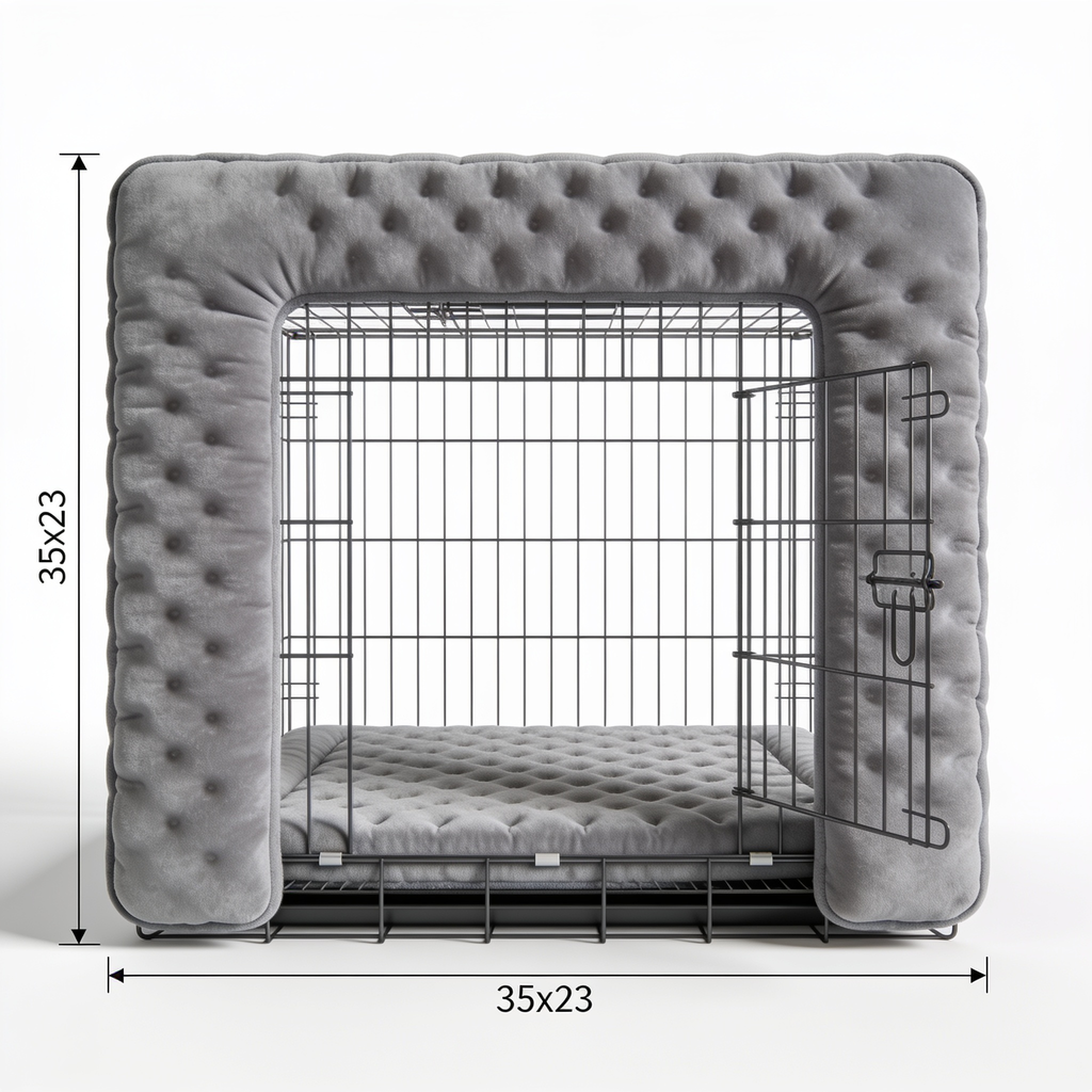 furpaw Адказ GeminiDog Crate Pad for Large Dog - 35x23 Memory Foam Dog Bed, Washable & Anti-Slip Dog Bed Mat, Ultra Soft Kennel Pad for Dogs Cozy Sleeping Mat, Grey